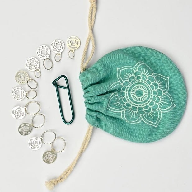 Sterling silver plated chakra stitch markers - The Mindful collection Sterling silver plated chakra stitch markers - The Mindful collection